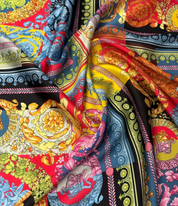 Colorful Baroque Pattern Italian Fabric by Metre - Whotex Fabrics London