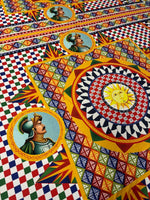 Colorful Chiffon Satin Fabric by the Metre – Mediterranean Geometric Warrior - Whotex Online Fabric Store