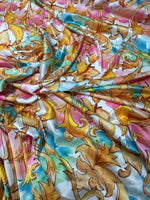 Colorful Floral Fabric, Gold Baroque Pattern Fabric - Whotex Online Fabric Store