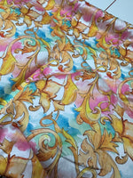 Colorful Floral Fabric, Gold Baroque Pattern Fabric - Whotex Online Fabric Store