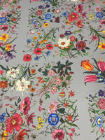 Colorful Floral Pattern on Light Grey Fabric - Whotex Online Fabric Store