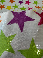 Colorful Stars Sequin Fabric, 2 - Way Stretch Sequin Fabric By The Yard - Whotex Online Fabric Store