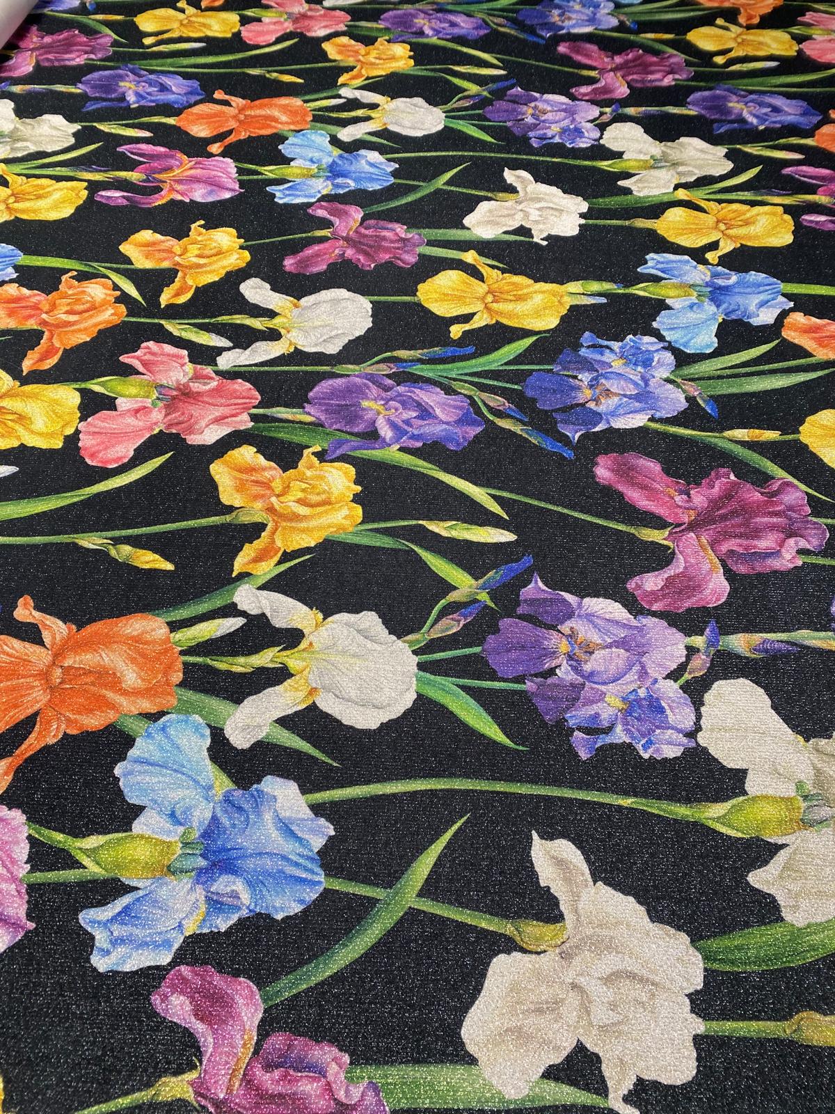 Colour Pop Floral Lurex Fabric by the Metre - Whotex Fabrics London