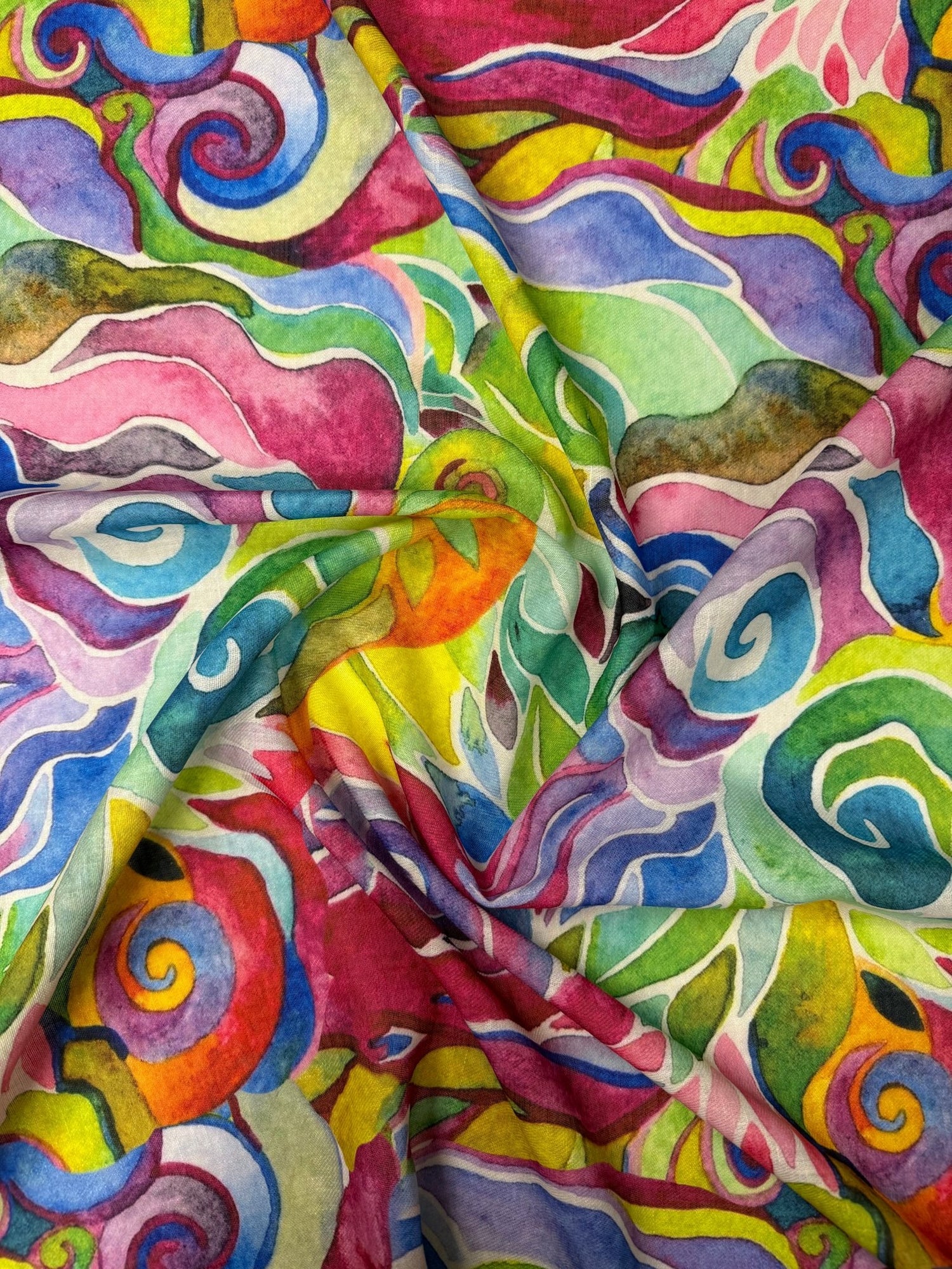 Colourful Abstract Linen Fabric by the Metre - Whotex Fabrics London