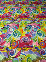 Colourful Abstract Linen Fabric by the Metre - Whotex Fabrics London