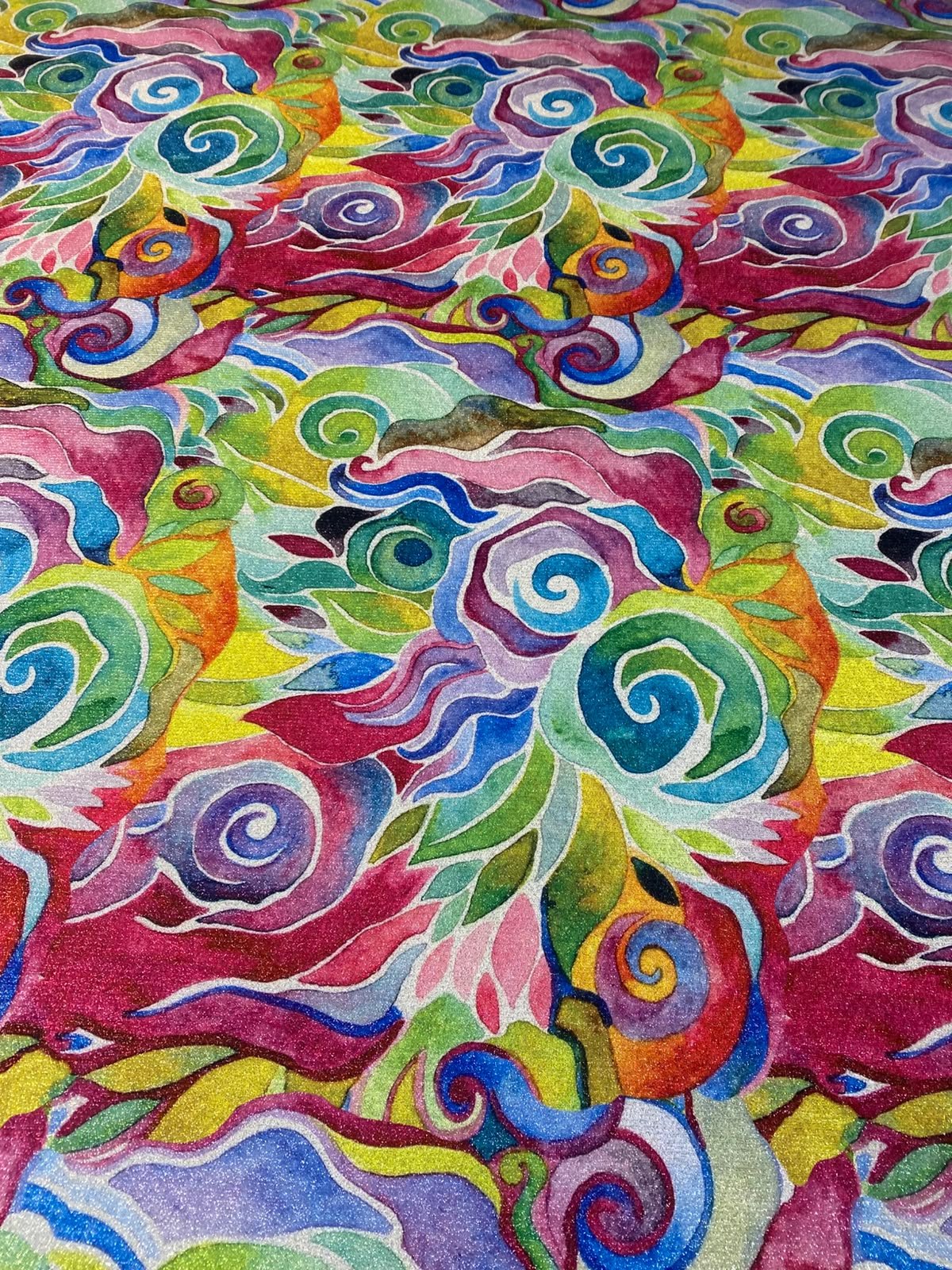 Colourful Abstract Lurex Fabric by the Metre - Whotex Fabrics London