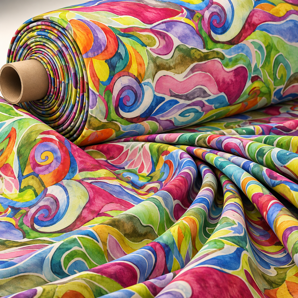 Colourful Abstract Poly Linen Fabric by the Metre - Whotex Fabrics London