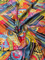 Colourful Baroque Satin Fabric by the Metre - Whotex Fabrics London
