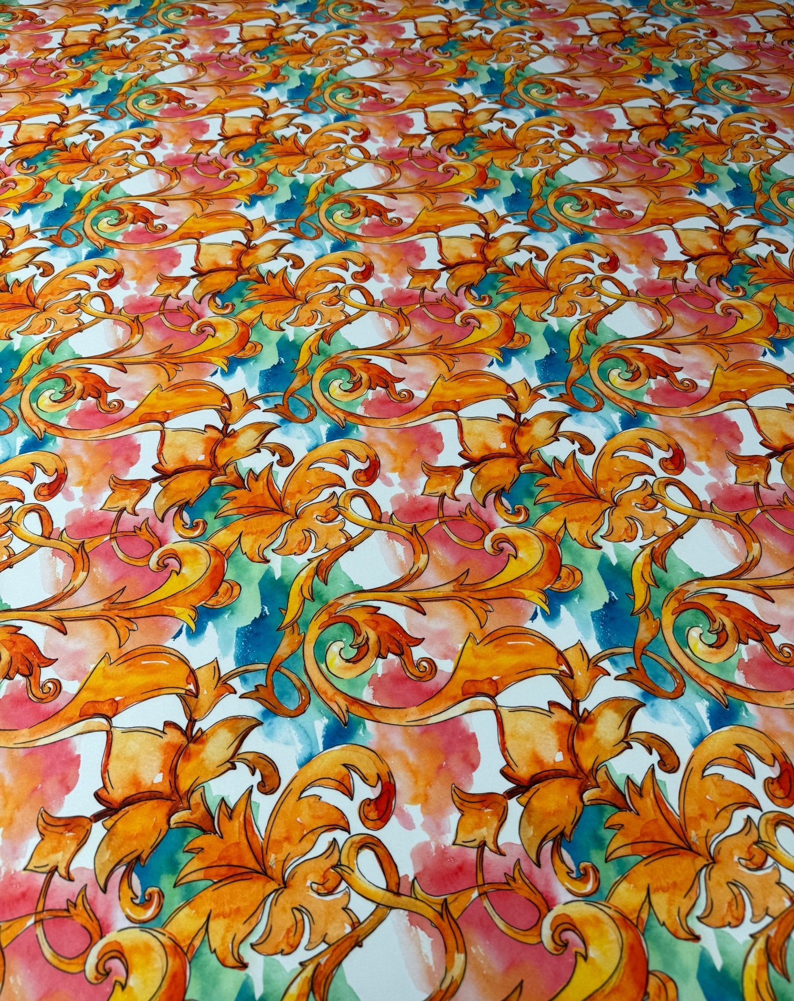 Colourful Baroque Spandex Fabric by the Metre - Whotex Fabrics London