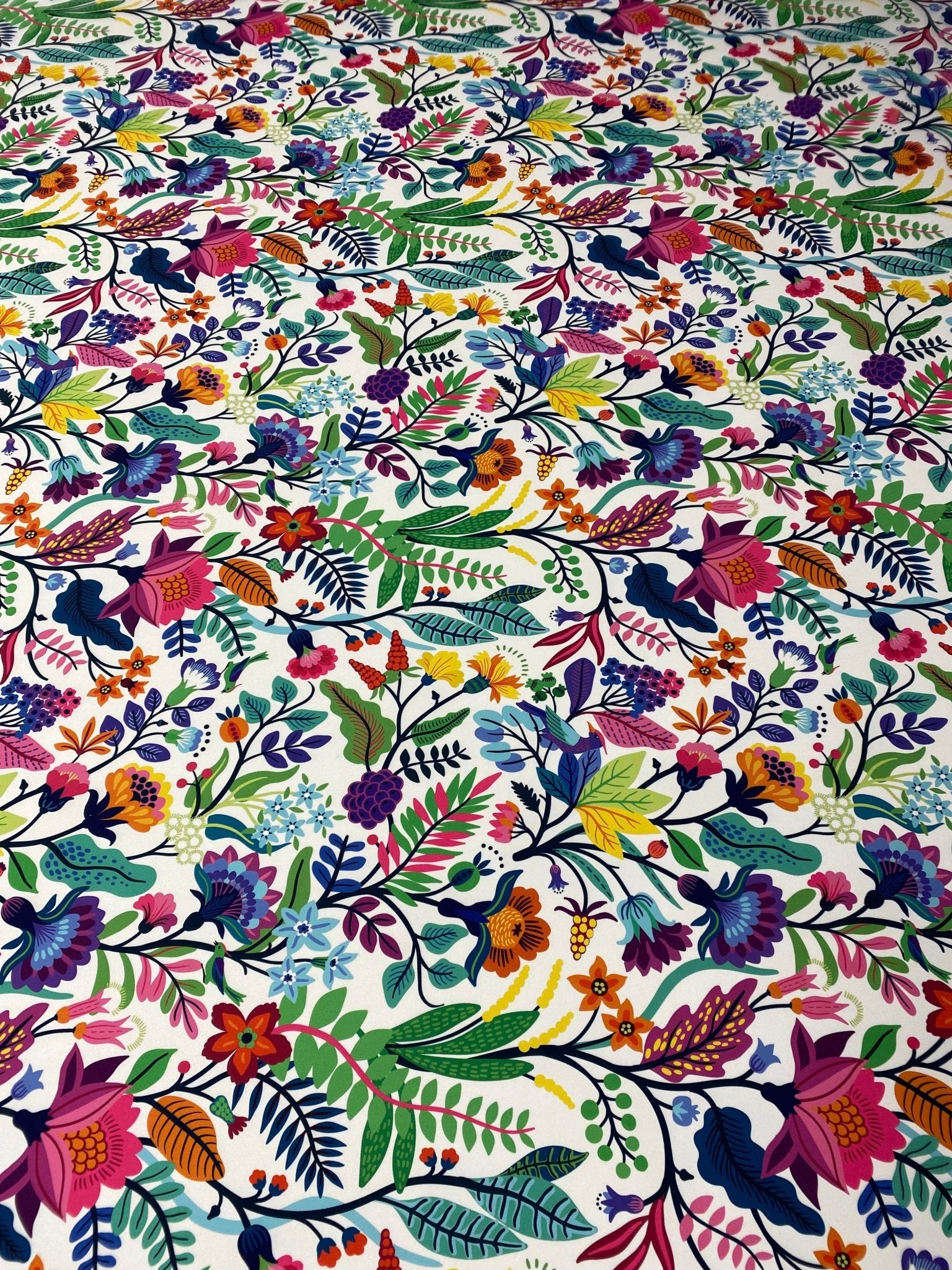 Colourful Floral Print Lycra Stretch Fabric by the Metre - Whotex Fabrics London