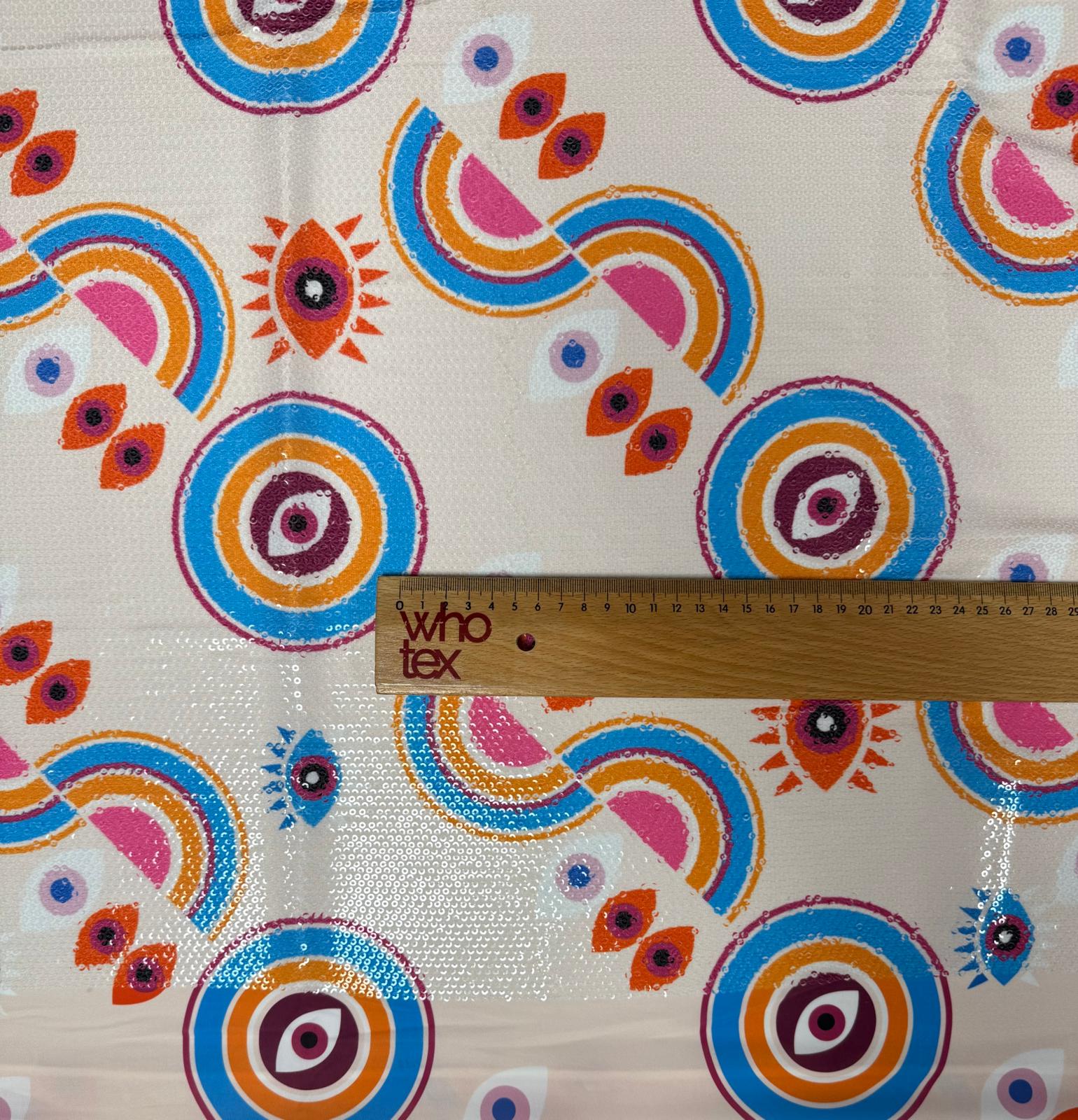 Colourful Geometric Sequin Fabric by the Metre - Whotex Fabrics London