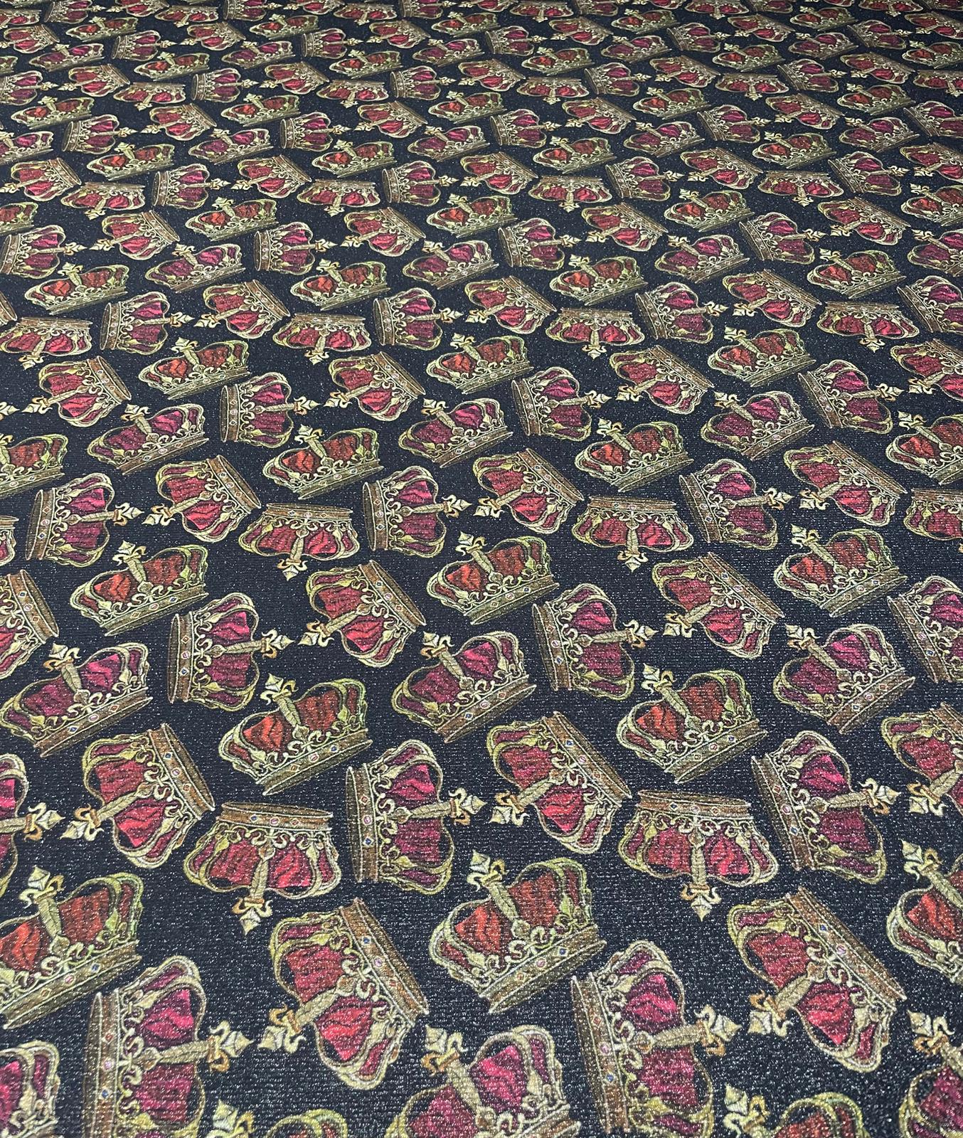 Crown Motif Glitter Lurex Fabric by the Metre - Whotex Fabrics London