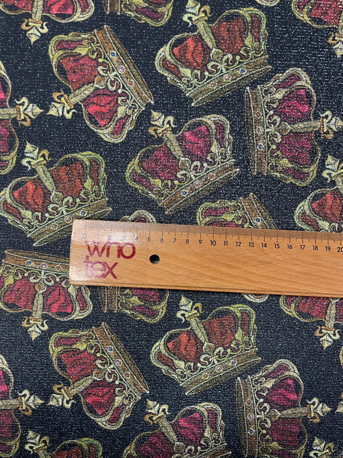 Crown Motif Glitter Lurex Fabric by the Metre - Whotex Fabrics London