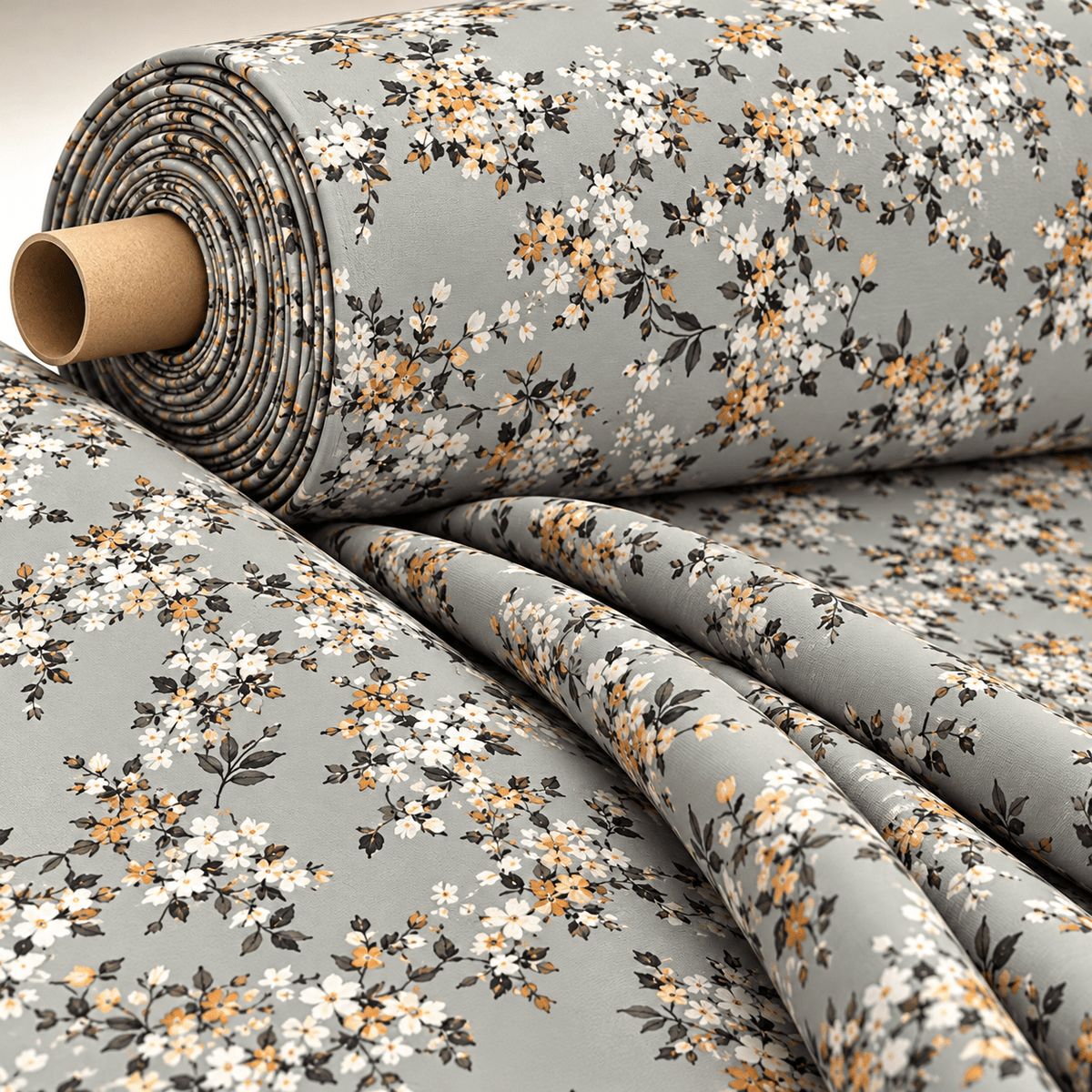 Delicate Cherry Blossom Print Fabric By Metre - Whotex Fabrics London
