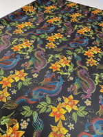 Dragon & Floral Print Crepe Fabric by the Metre – Bold Design - Whotex Fabrics London