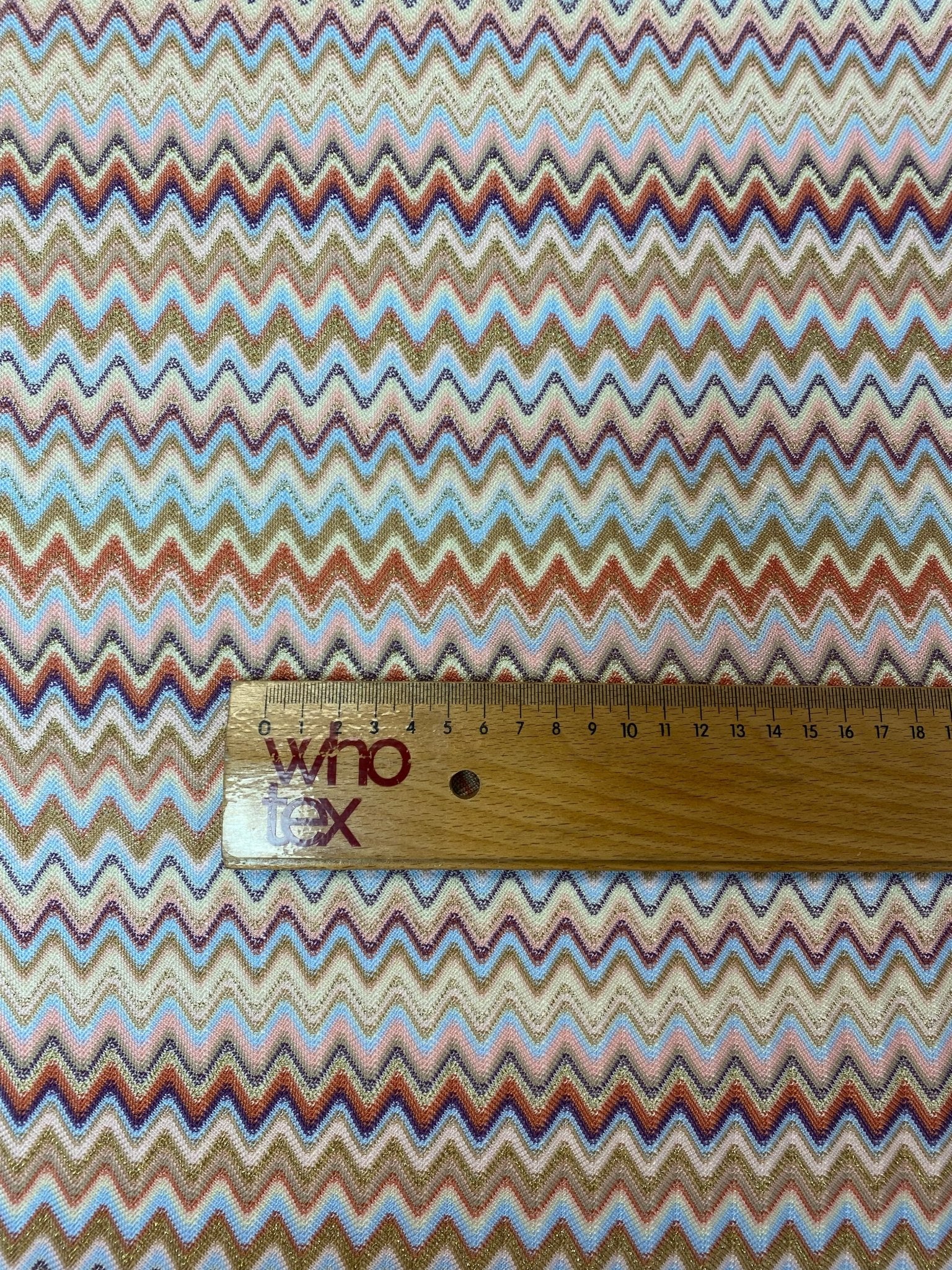 Earth Tone Chevron Mesh Fabric by the Metre - Whotex Fabrics London