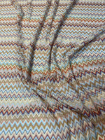 Earth Tone Chevron Mesh Fabric by the Metre - Whotex Fabrics London
