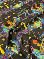 Egyptian Symbol Crepe Fabric by the Metre – Mystical Design - Whotex Fabrics London