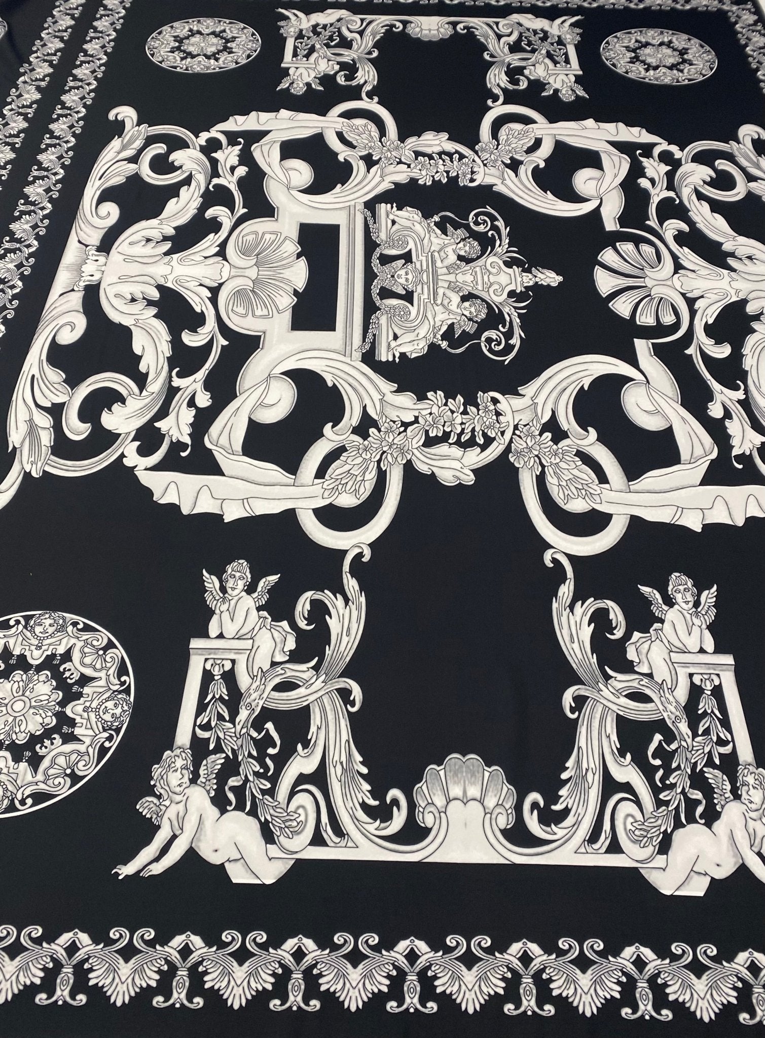 Elegant Black and White Baroque Fabric - Whotex Fabrics London