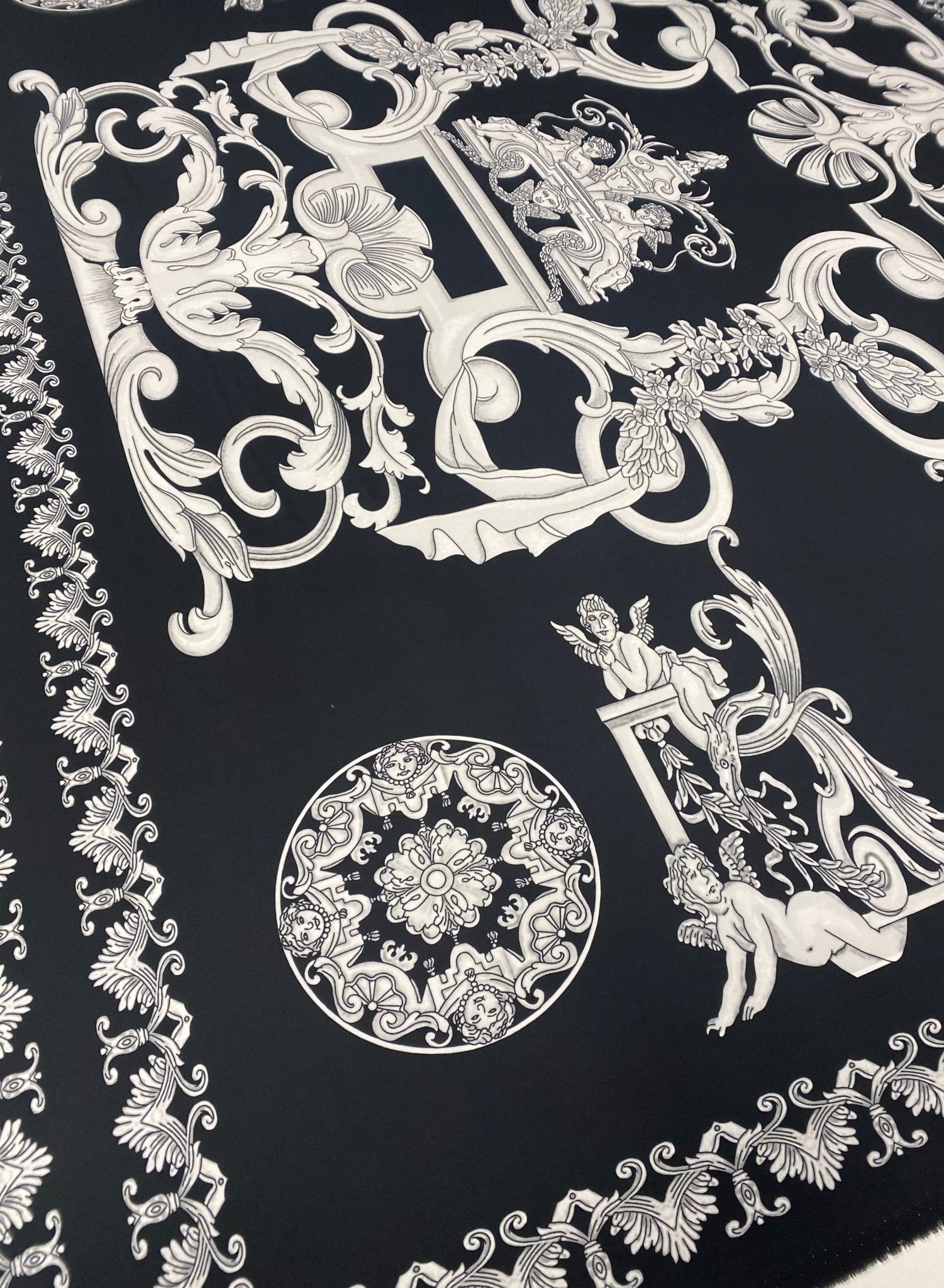 Elegant Black and White Baroque Fabric - Whotex Fabrics London
