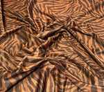 Elegant Brown Zebra Stretch Velvet Fabric by the Metre - Whotex Fabrics London