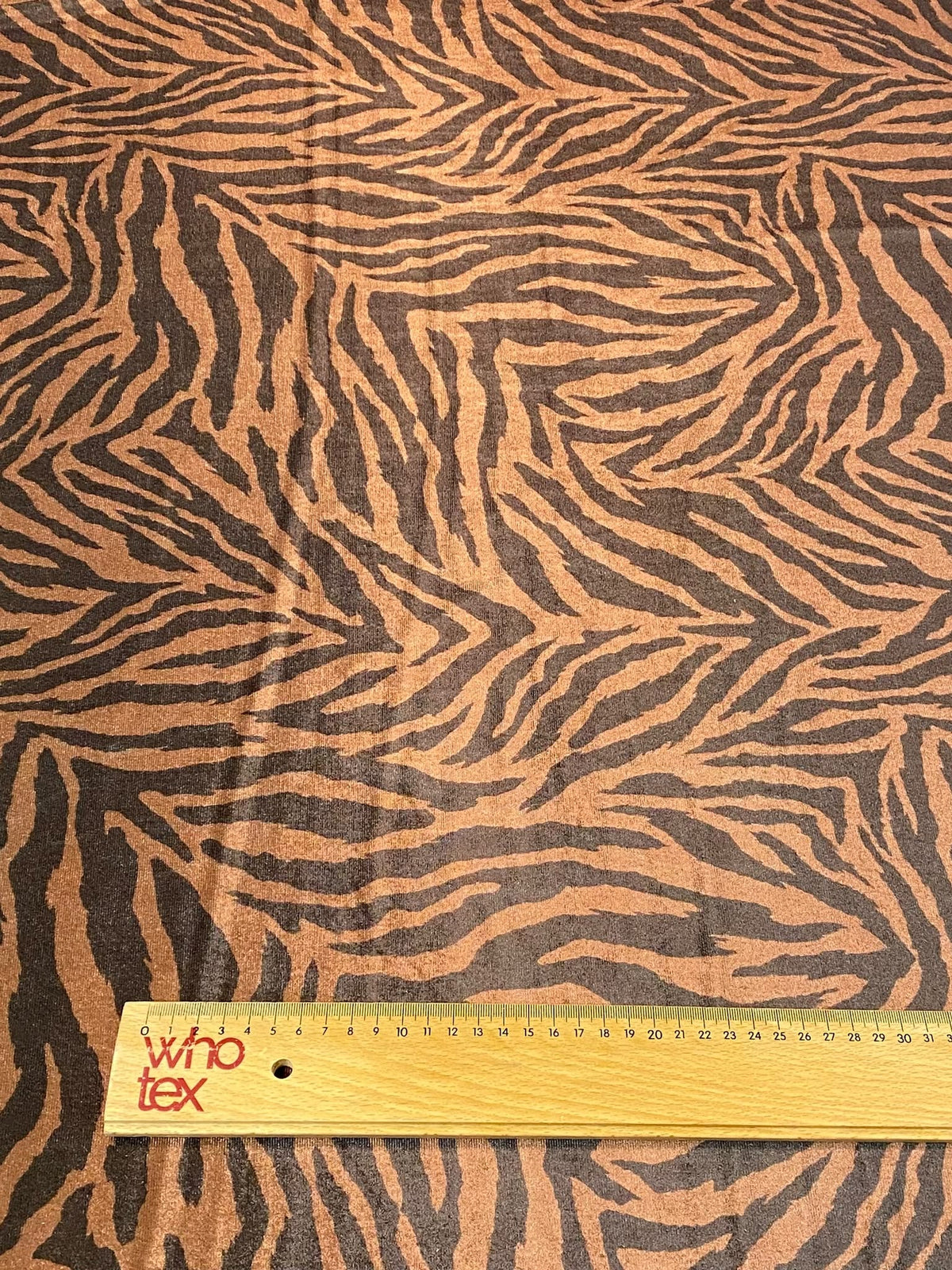 Elegant Brown Zebra Stretch Velvet Fabric by the Metre - Whotex Fabrics London