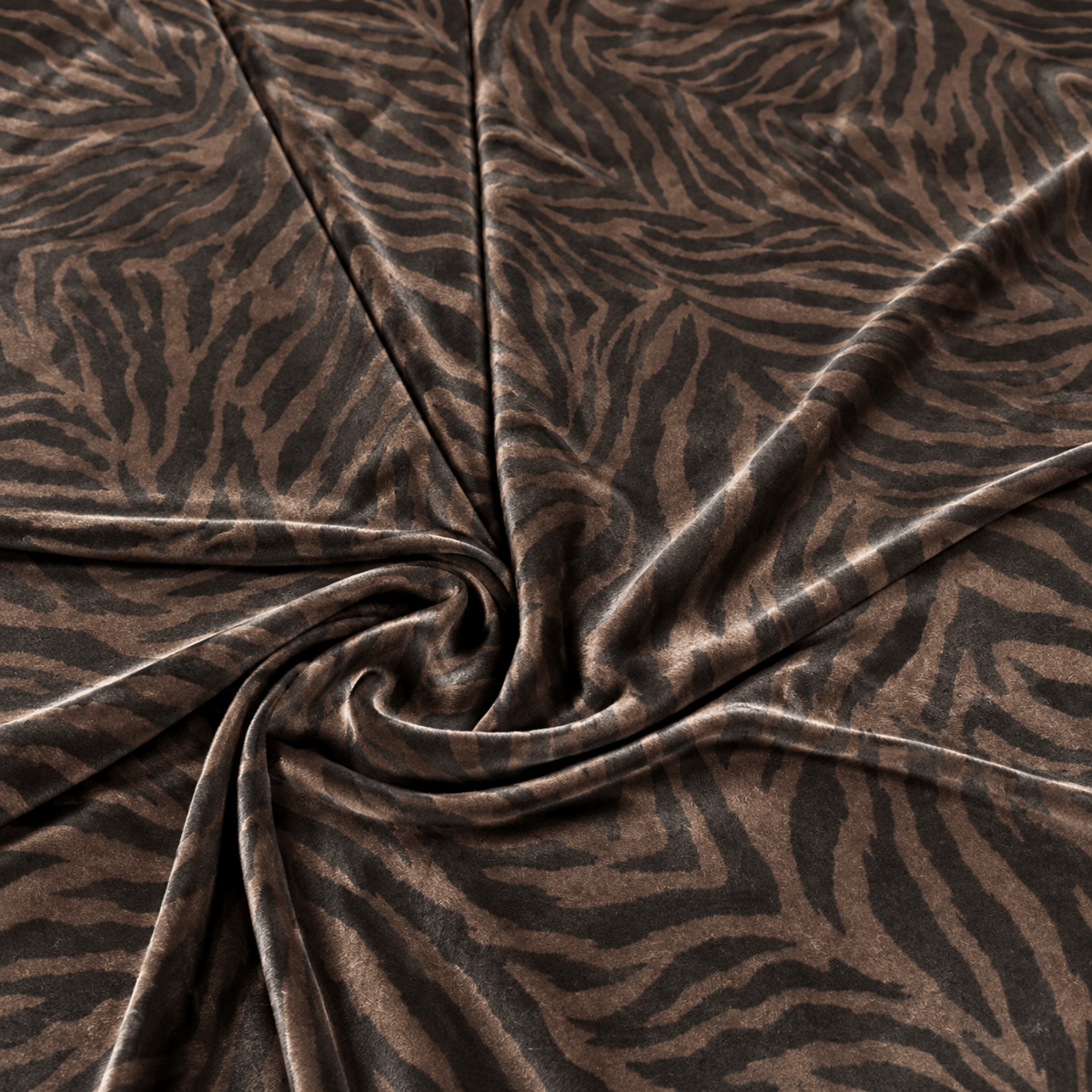 Elegant Brown Zebra Velvet Fabric by the Metre - Whotex Fabrics London