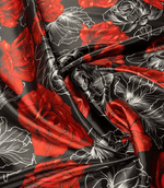 Elegant Red Rose Patterned Fabric by Metre - Whotex Fabrics London
