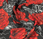 Elegant Red Rose Patterned Fabric by Metre - Whotex Fabrics London