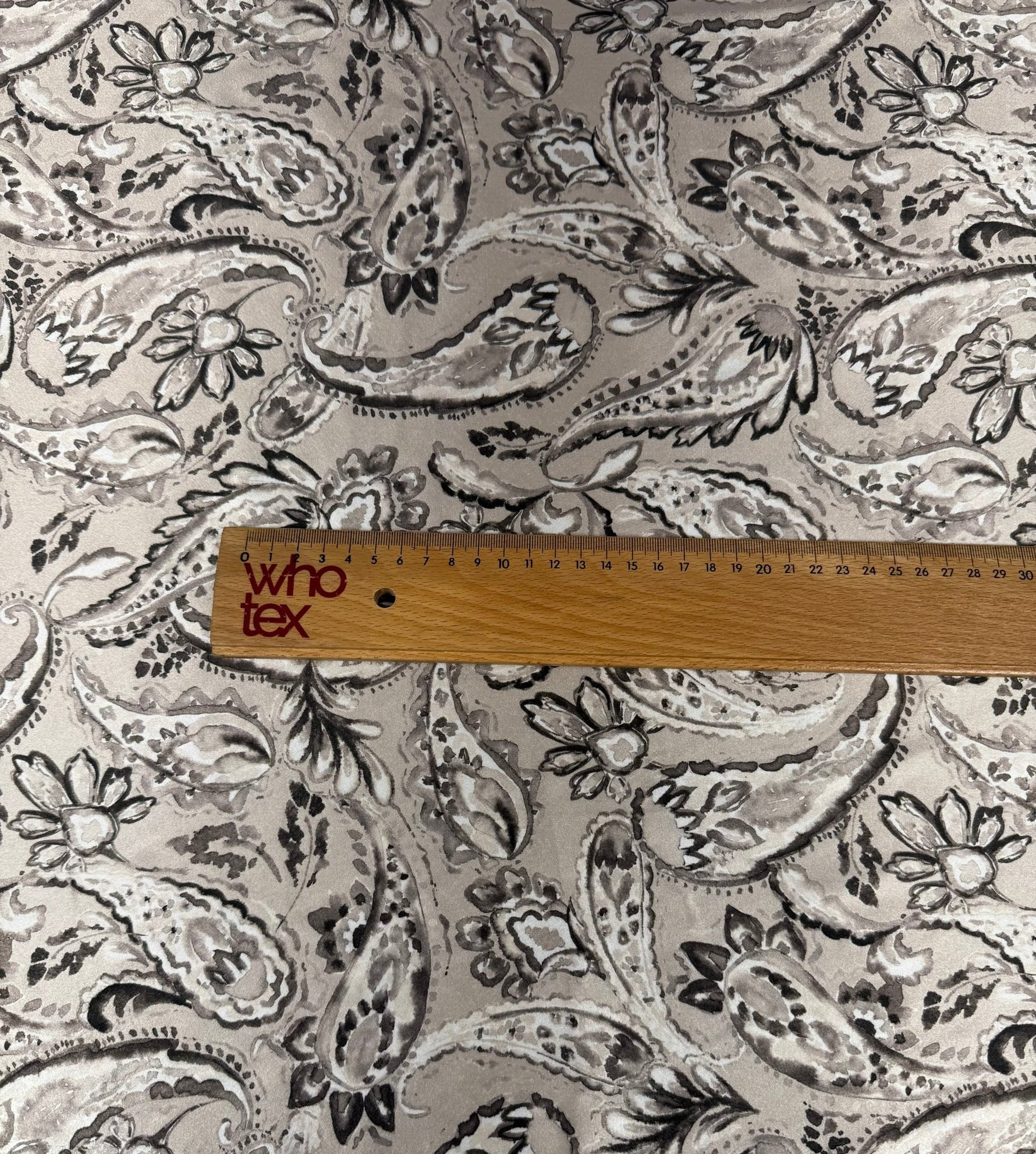 Elegant Silver Paisley Fabric by the Metre - Whotex Fabrics London