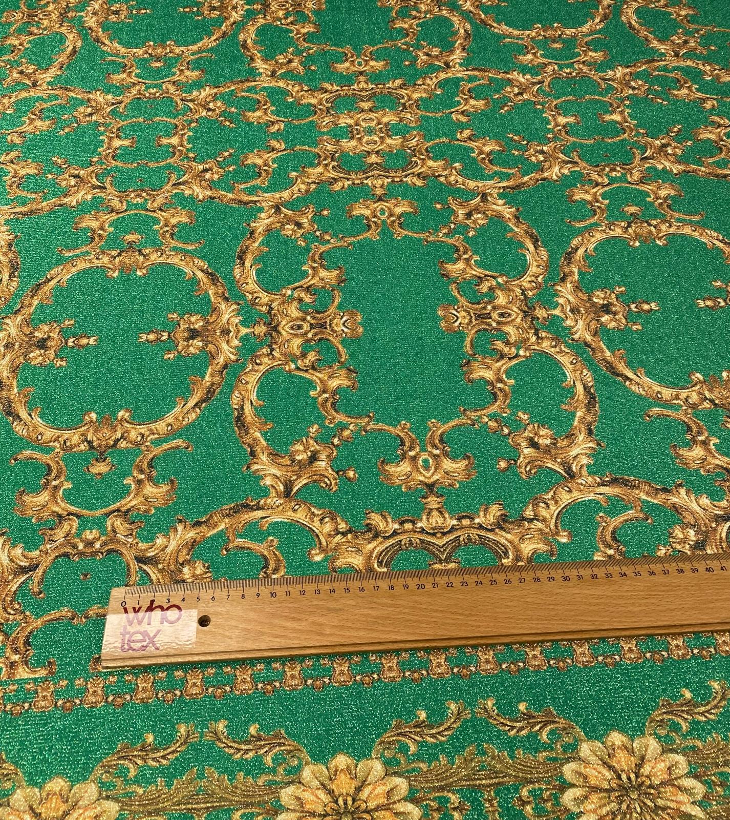 Emerald Baroque Lurex Fabric by the Metre - Whotex Fabrics London