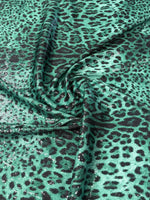 Emerald Leopard Sequin Fabric by the Metre - Whotex Fabrics London