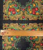 Ethnic Floral Pattern Black Velvet Fabric - Whotex Fabrics London