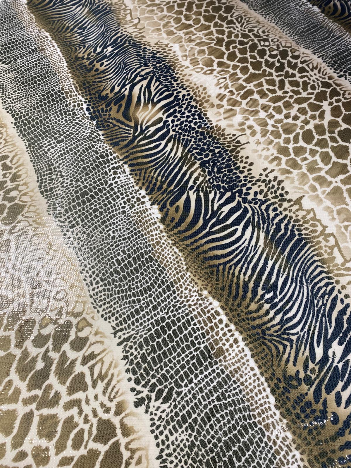 Exotic Animal Print Sequin Fabric by the Metre - Whotex Fabrics London
