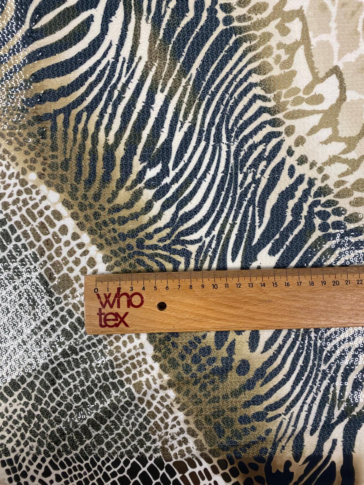 Exotic Animal Print Sequin Fabric by the Metre - Whotex Fabrics London