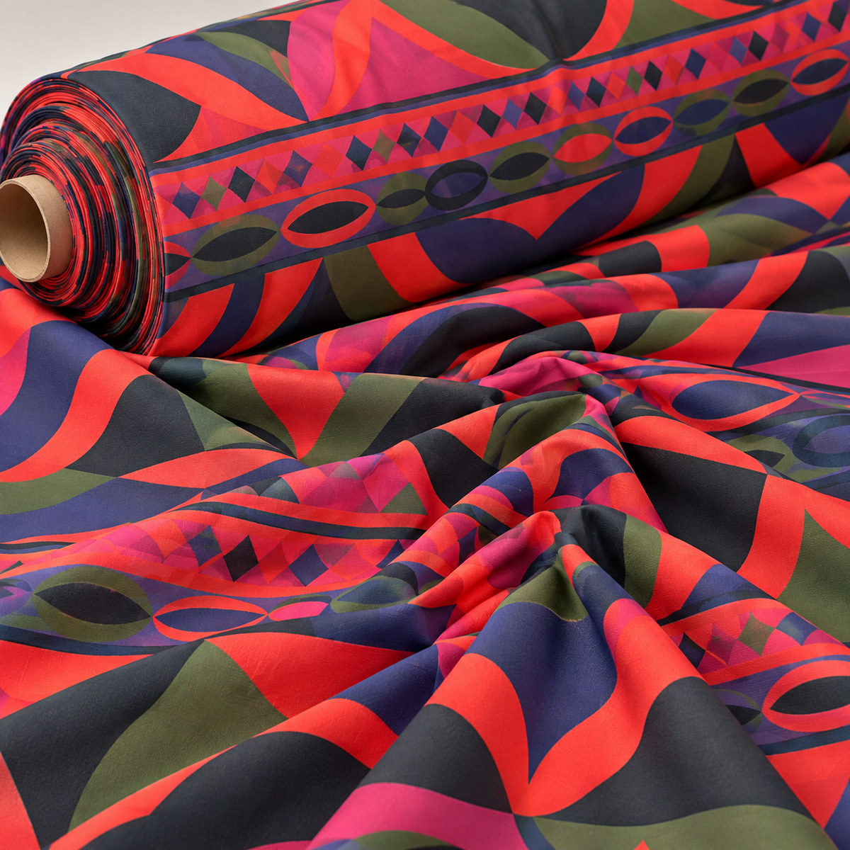 Retro Abstract Circle Print Fabric by the Metre