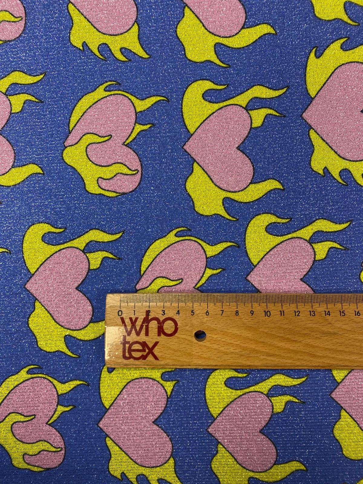 Flame Heart Lurex Fabric by the Metre - Whotex Fabrics London