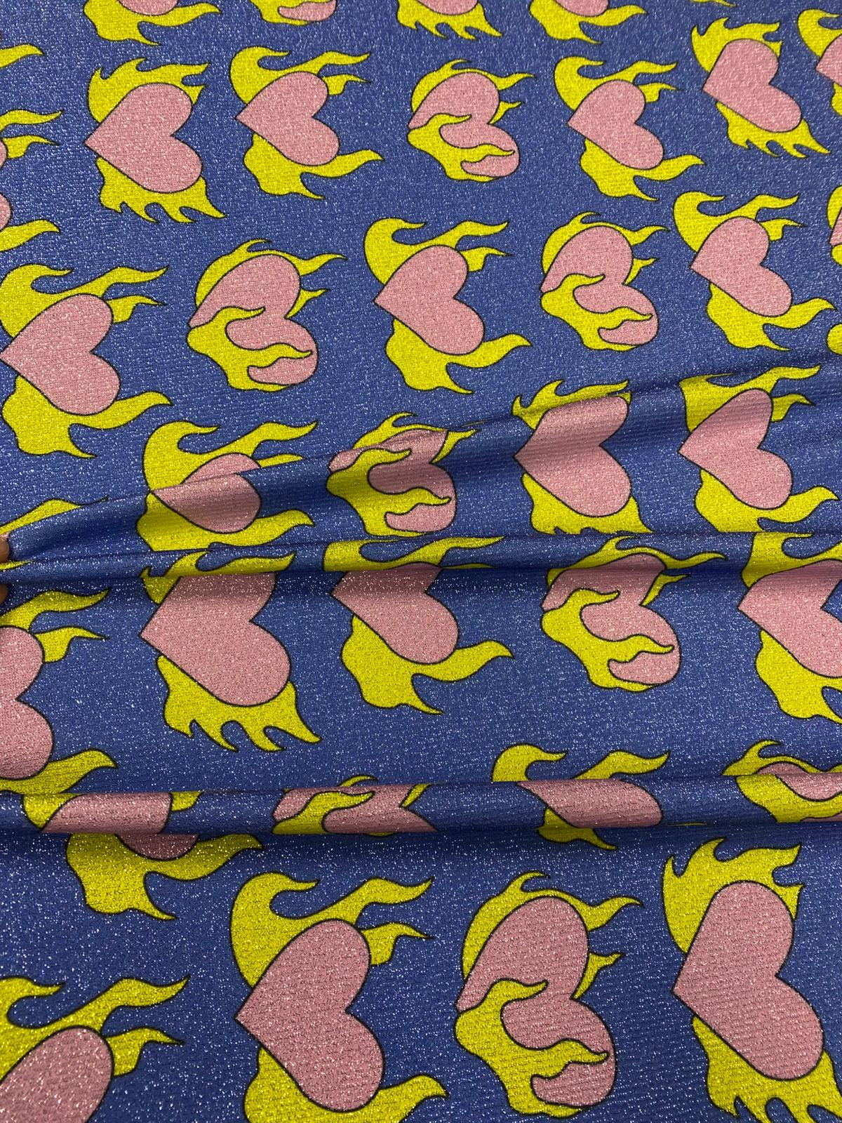 Flame Heart Lurex Fabric by the Metre - Whotex Fabrics London