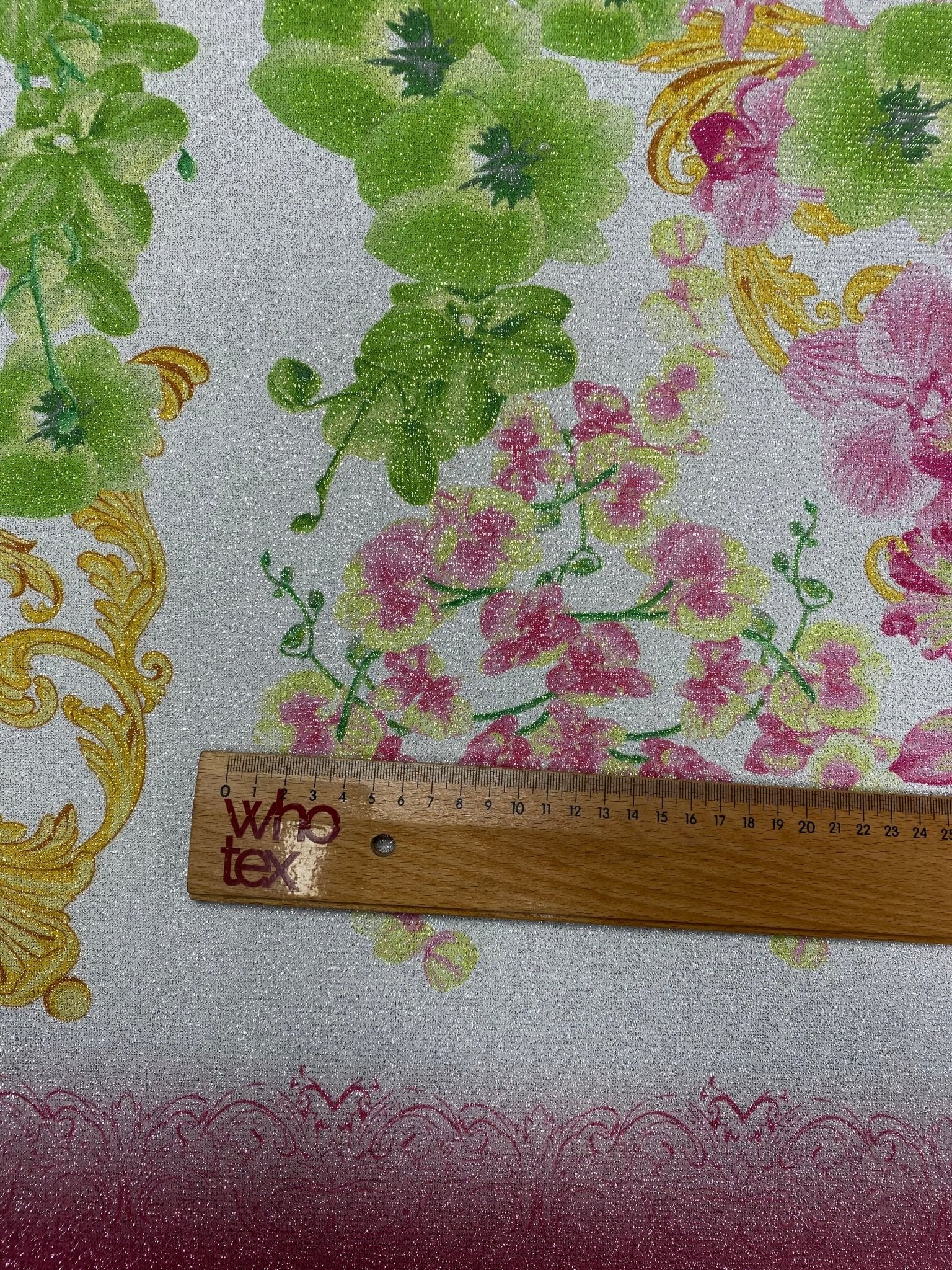 Floral Baroque Lurex Fabric by the Metre - Whotex Fabrics London