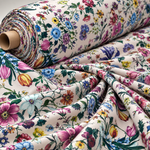 Floral Bird Print Crepe Fabric by the Metre - Whotex Fabrics London