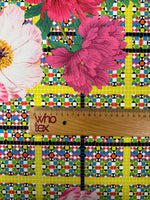 Floral Check Moss Crepe Fabric by the Metre - Whotex Fabrics London