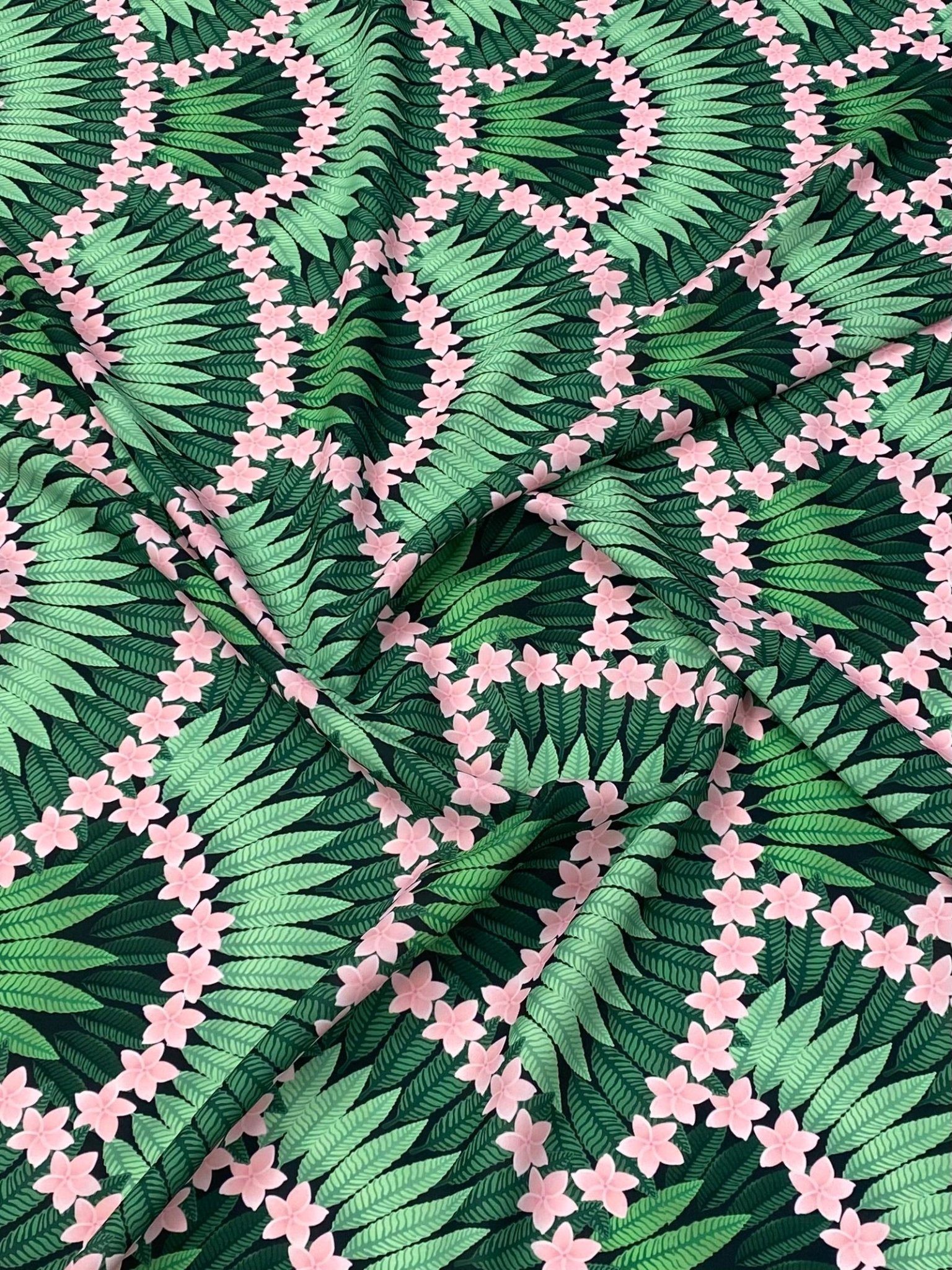 Floral Leaf Pattern Crepe Fabric by Metre - Whotex Fabrics London