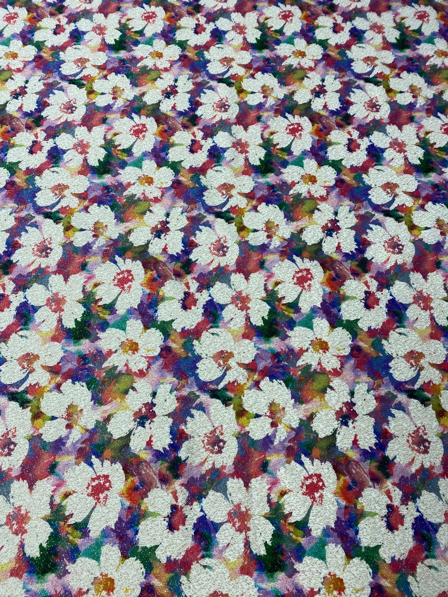 Floral Lurex Fabric by the Metre - Whotex Fabrics London