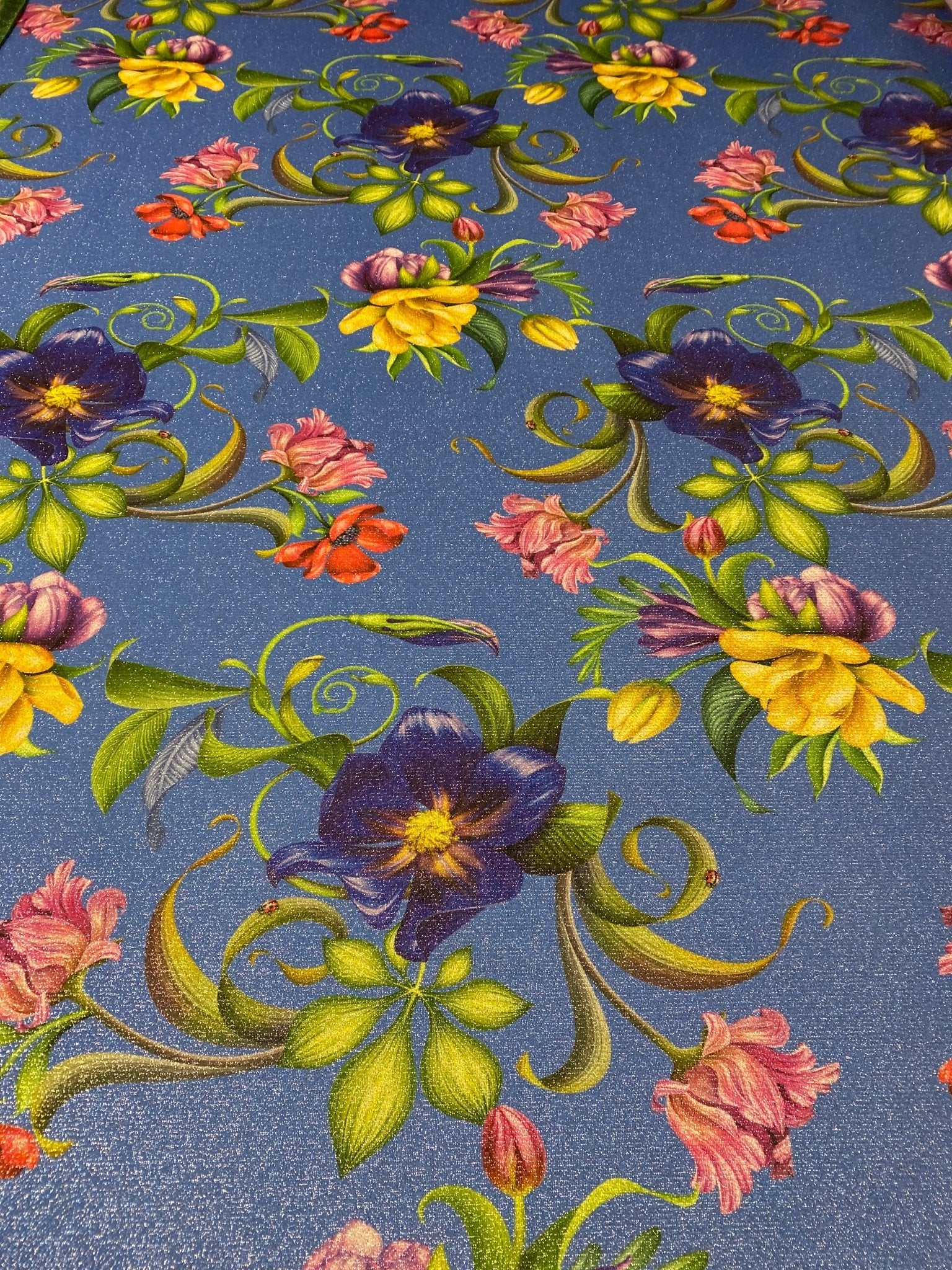 Floral Lurex Fabric by the Metre - Whotex Fabrics London