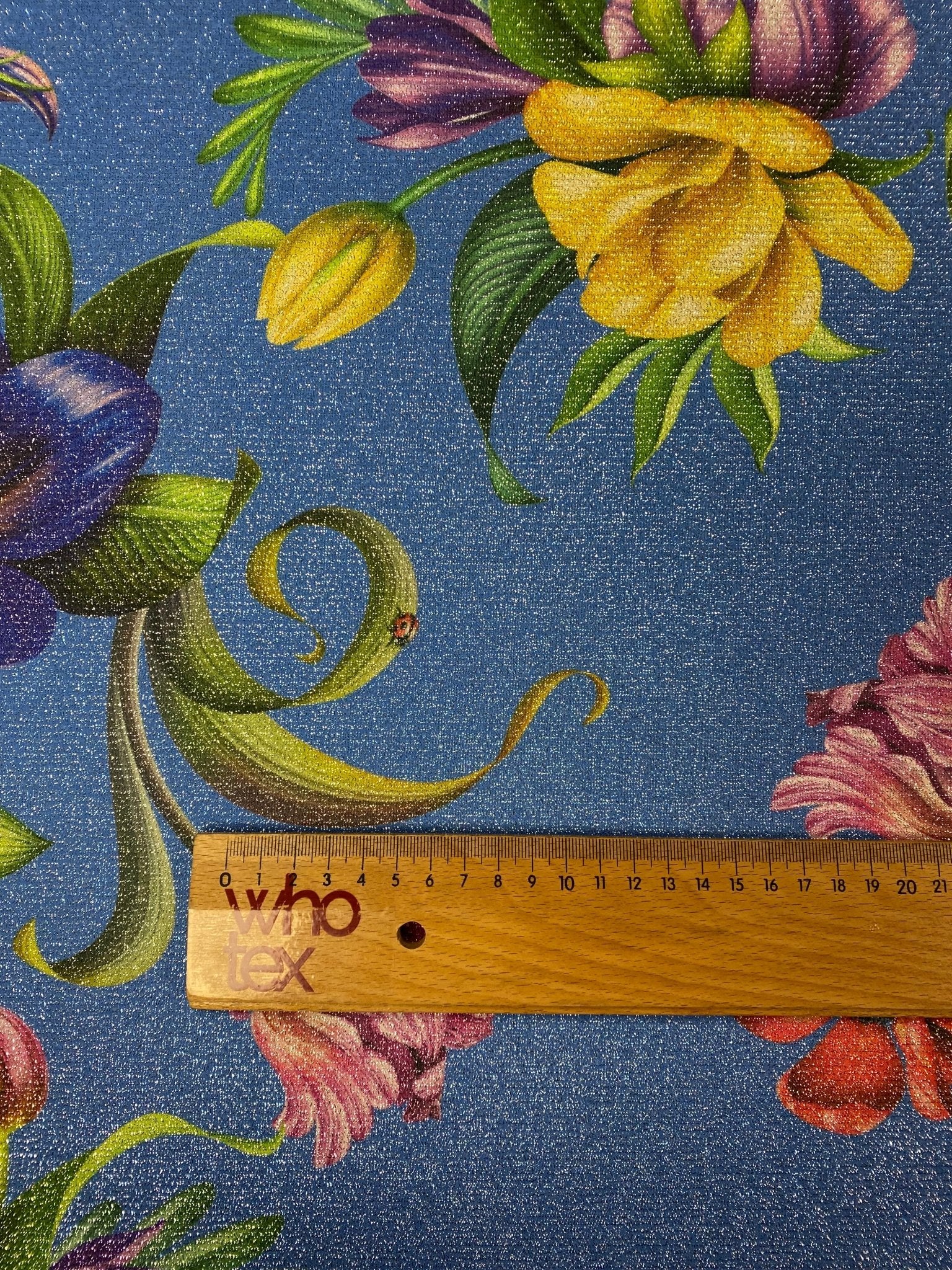 Floral Lurex Fabric by the Metre - Whotex Fabrics London