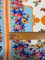 Floral Panel Moss Crepe Fabric by the Metre - Whotex Fabrics London