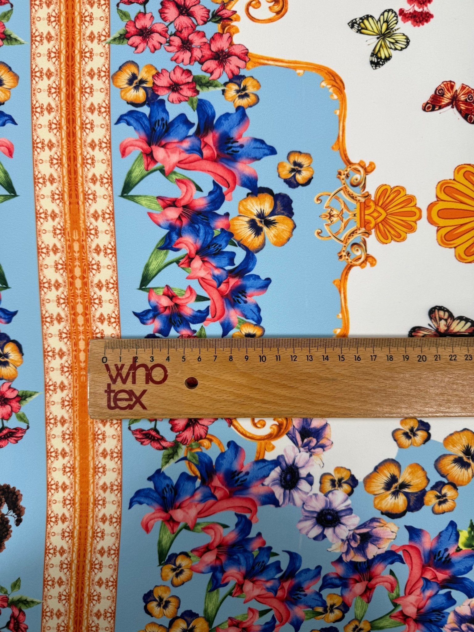 Floral Panel Moss Crepe Fabric by the Metre - Whotex Fabrics London