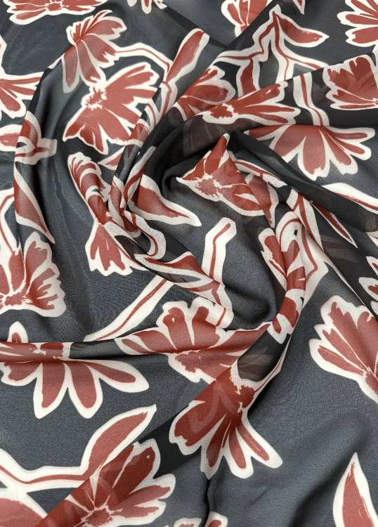 Floral Print Chiffon Fabric by the Metre - Whotex Fabrics London