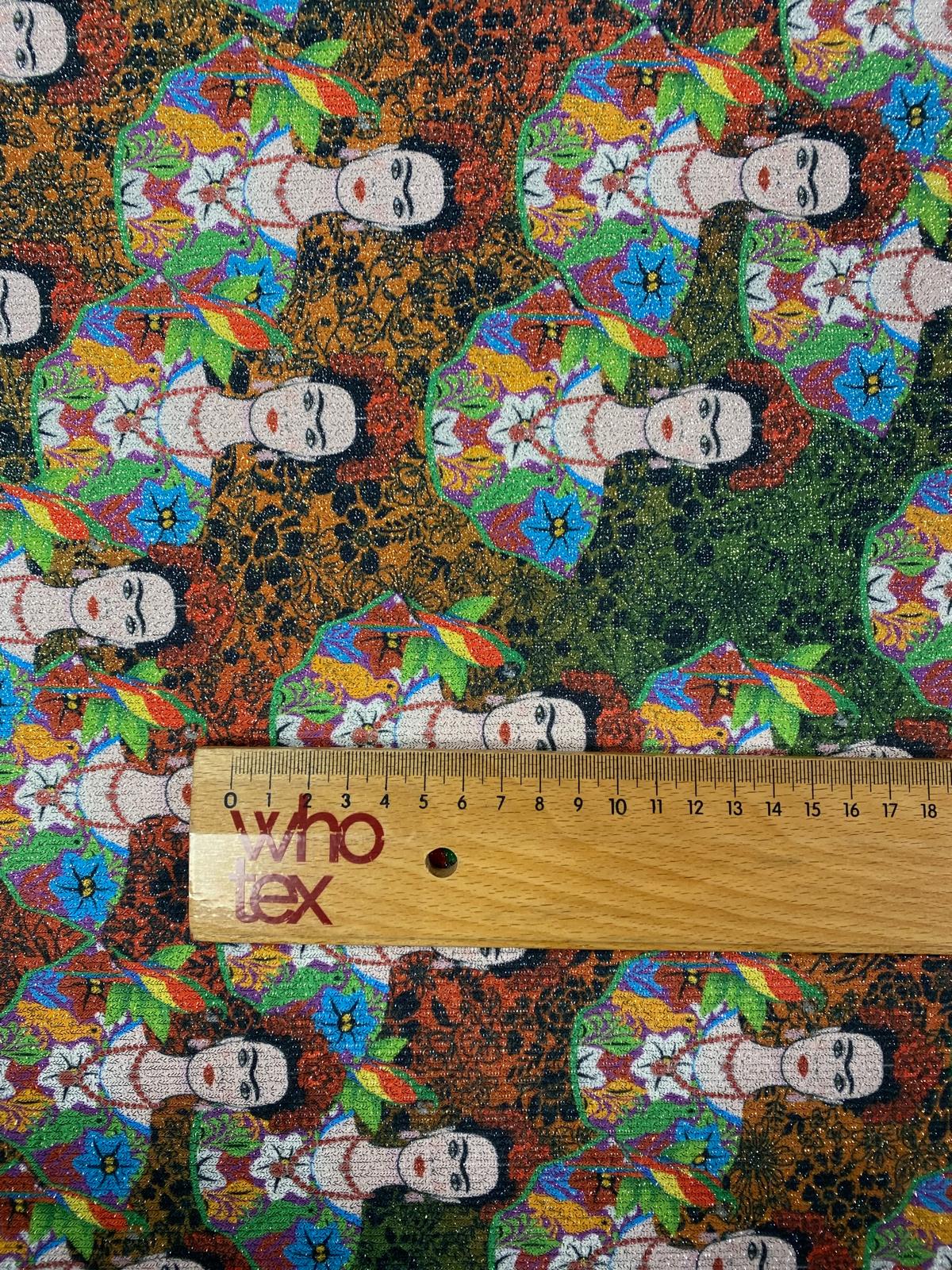 Frida Inspired Lurex Fabric by the Metre - Whotex Fabrics London