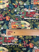 Frida Kahlo Tropical Black Background Fabric by the Metre - Whotex Fabrics London